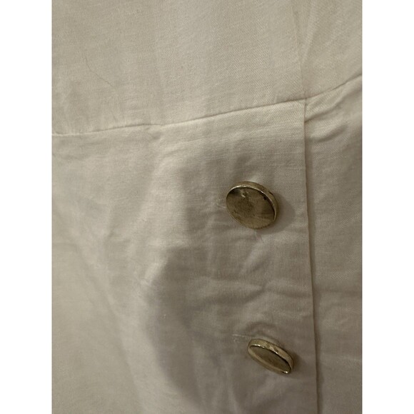 Nina Leonard White Buttercream Linen Sleeveless Dress Gold Buttons Size 16 - Picture 8 of 8